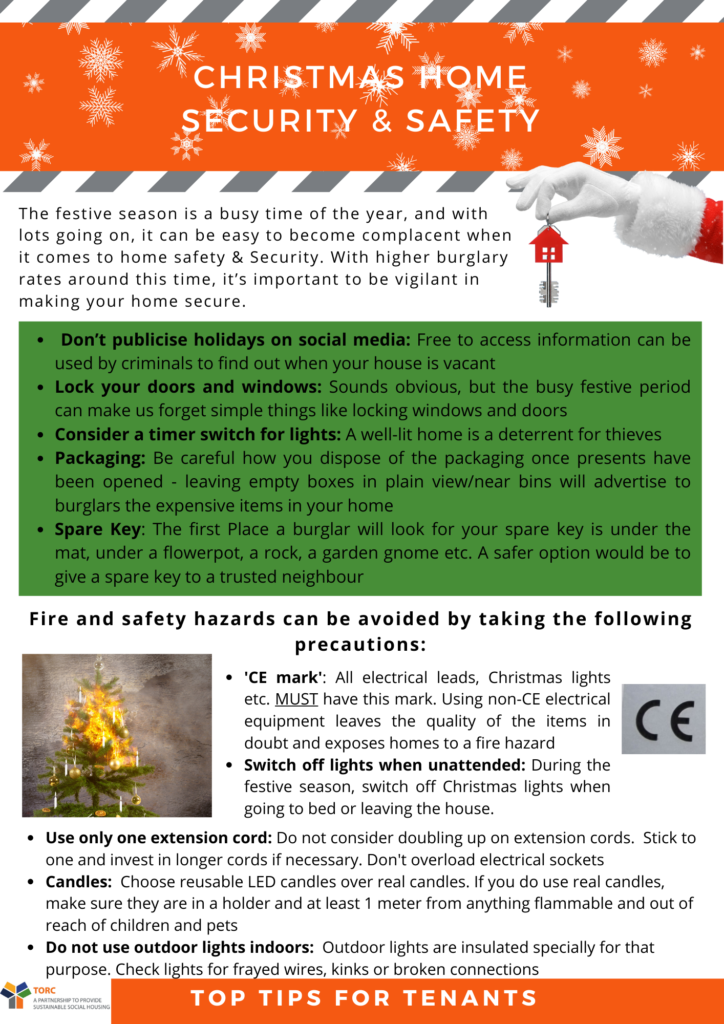 Infographic by TORC with tips on securoty and safety in the home during Christmas holidays